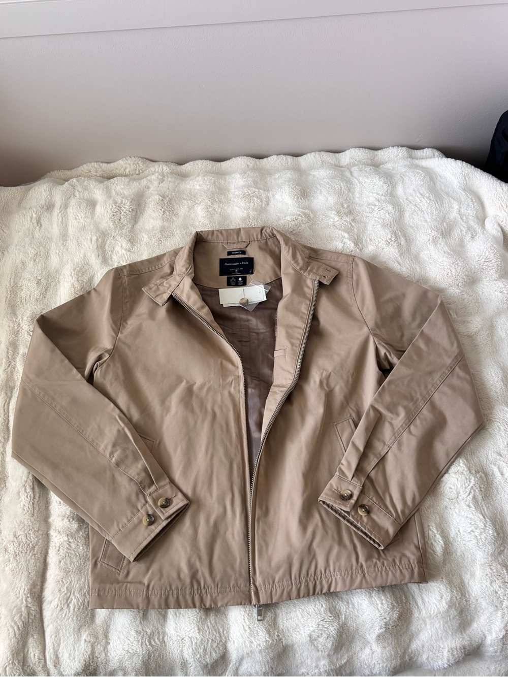 Abercrombie Tan Cotton Zip Jacket